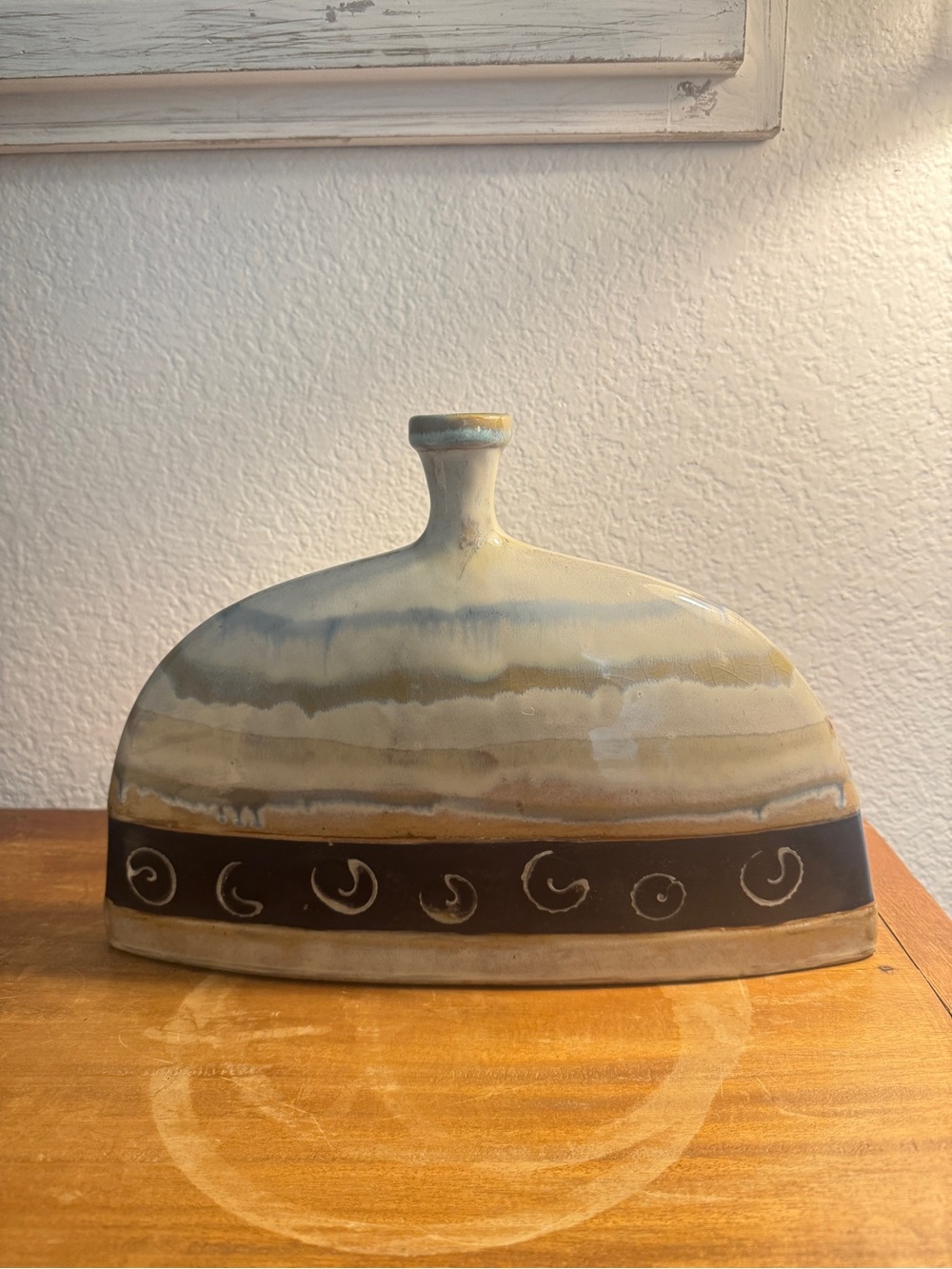 Handcrafted Ceramic Decorative Vase in Cream and Brown